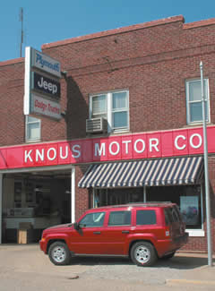 Exterior view of Knous Motor Company in the Menard County Seat community of Petersburg, IL